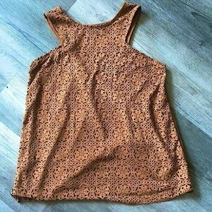 MAURICES EMBROIDERED BLAZER CUT  BROWN LAYERED HALTER TANK